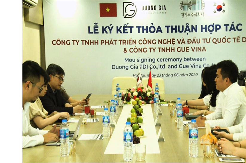 Lễ ký kết thỏa thuận hợp tác giữa Công ty phát triển công nghệ & đầu tư quốc tế DƯƠNG GIA và công ty TNHH GUE VINA Hàn Quốc